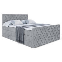 BOXSPRINGBETT LEPARO-Z KING - 140 x 200 - H3/H4 - Grau - Grau, Holzwerkstoff (140/200cm) - ALTDECOR