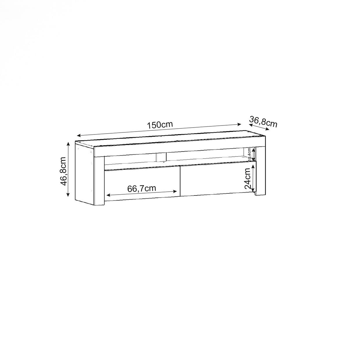 TV LOWBOARD Bati Granitoptik mit Travertin LED-Leuchten 93311 - Beige, Holzwerkstoff (150/47/37cm) - moebel17