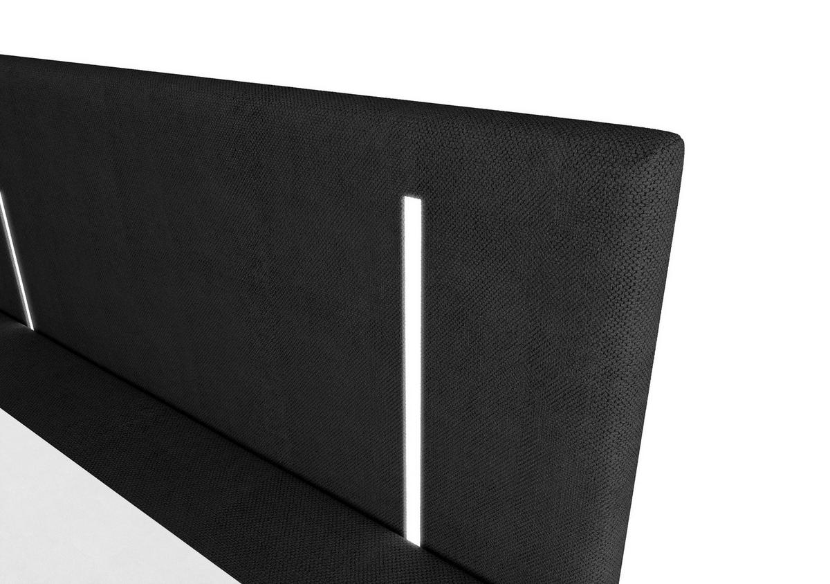 BOXBETT ONO mit Matratze H3, Bonell und Topper 140x200 CURIO 99 - Schwarz, Textil (140/200cm) - Bedante