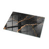 TISCHPLATTE 100x70 cm Marmoroptik mit Aderung - Goldfarben/Schwarz, Glas (100/70/0.4cm) - TULUP