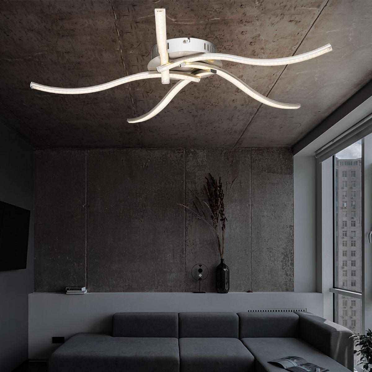 LED DECKENLEUCHTE Jorne Silber Kristalloptik - Silberfarben, Metall (64.5/64.5/7.8cm) - Globo Lighting