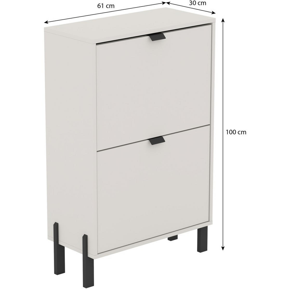 SCHUHSCHRANK Cortina mit 2 Türen, Sandbeige - Sandfarben/Schwarz, Holzwerkstoff (61/100/30cm) - Beautysofa