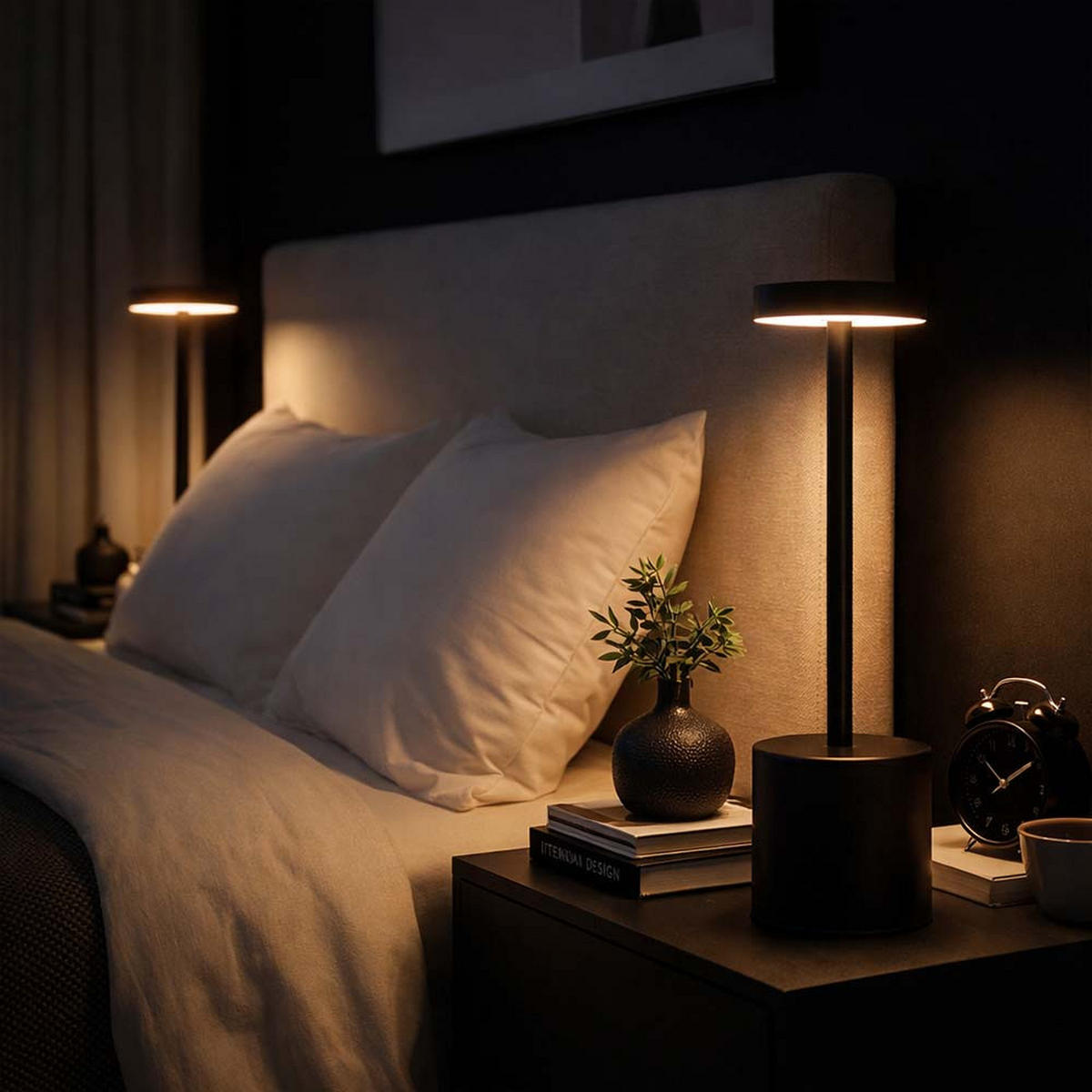 LED TISCHLEUCHTE Polina Schwarz 2er Set - Schwarz, Kunststoff (8/8/34cm) - Globo Lighting