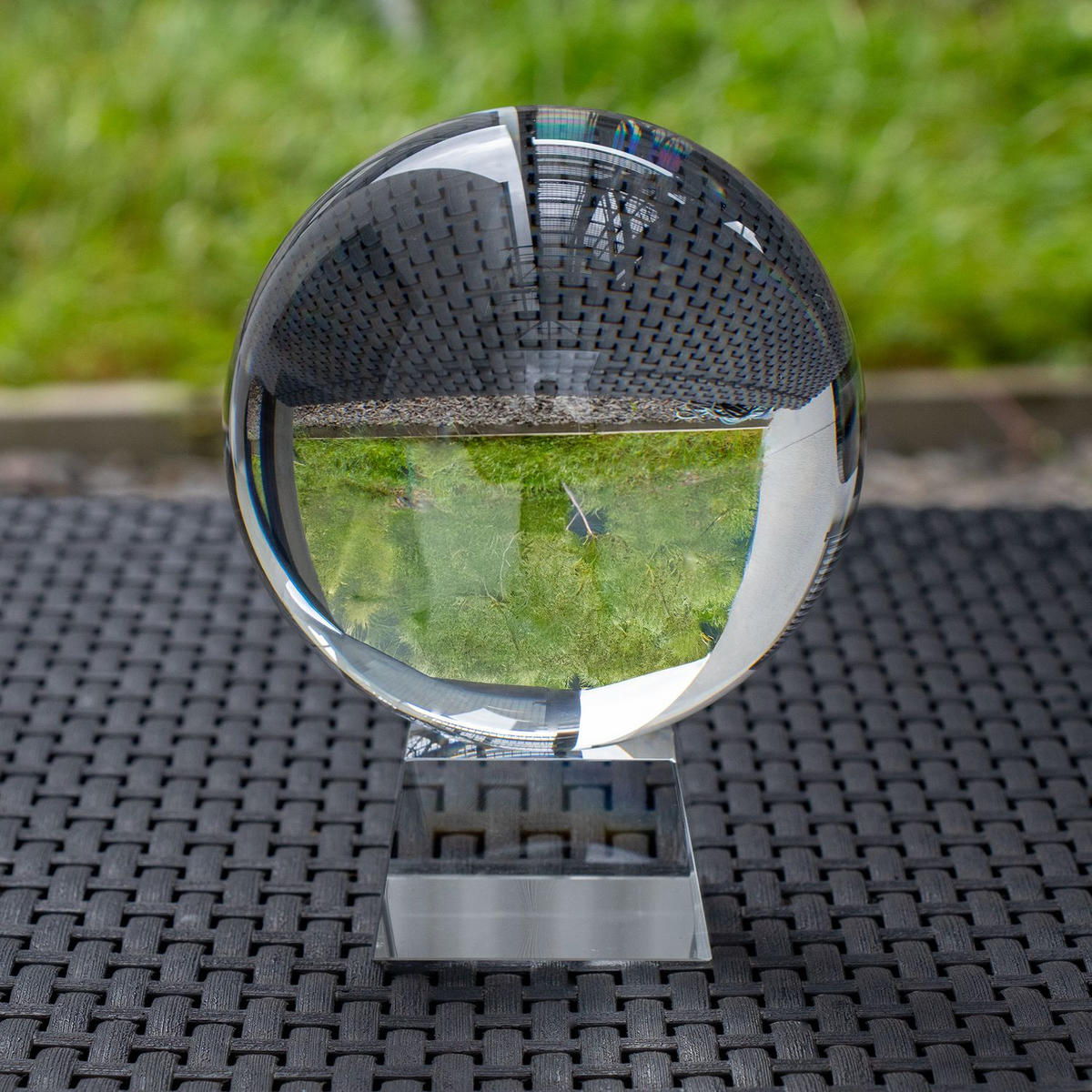 GLASKUGEL Fotokugel mit Ständer - Transparent, Glas (13cm) - Intirilife