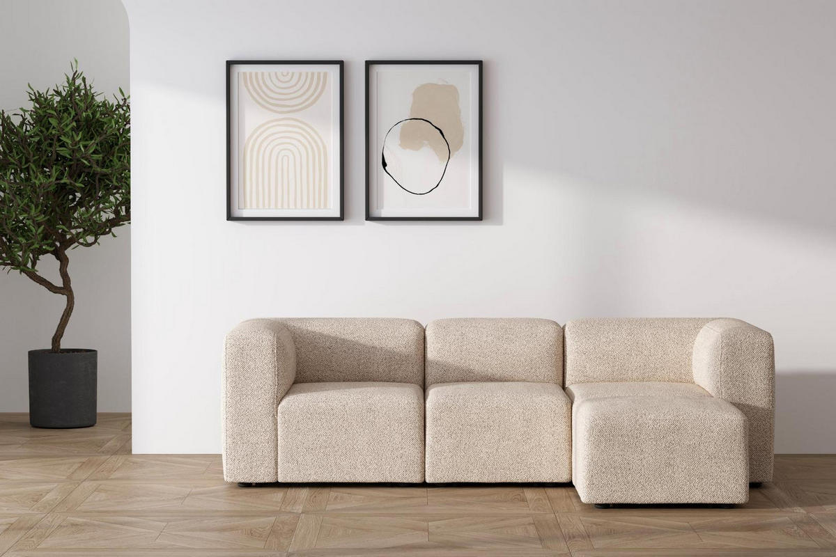 CHAISELONGSOFA Cubic Stoff Beige - Beige, Textil (257/64/164cm) - ebuy24