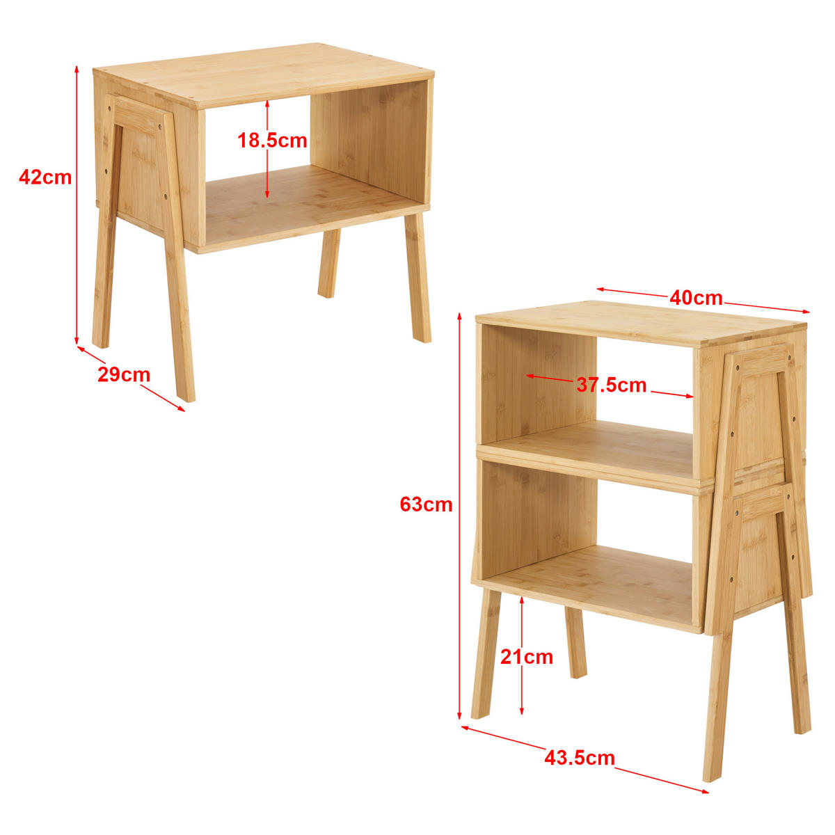NACHTTISCHSET Vinderup - Beige, Naturmaterialien (44/42/29cm) - [en.casa]