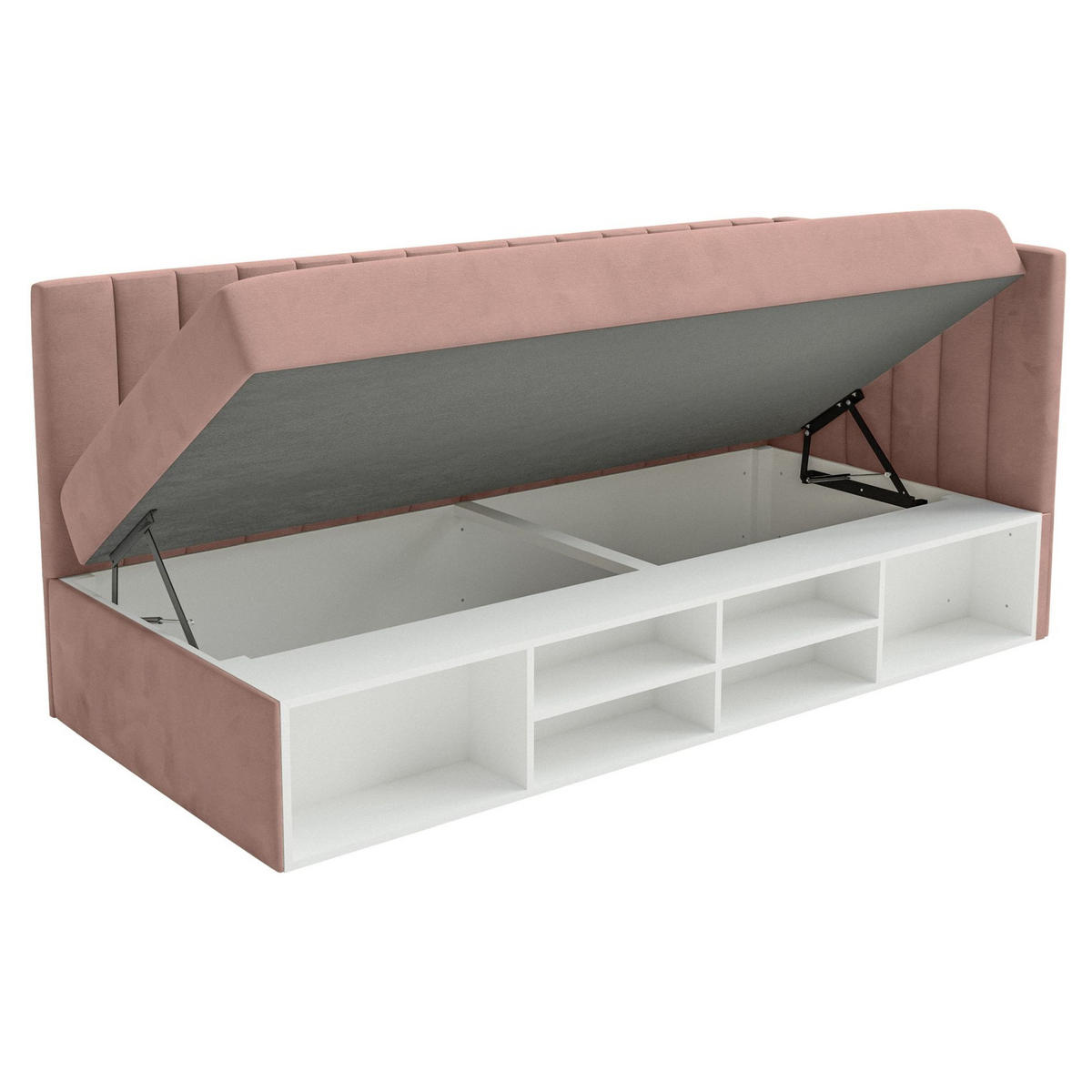 JUGENDBETT Ventrio Hellrosa Easy-Clean-Samtbezug 90x200 cm - Hellrosa, Kunststoff/Textil (90/200cm) - Selsey