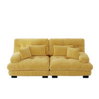 SOFA modular Chenille Yellow mit 4 Kissen - Gelb, Kunststoff (77/81/220cm) - Meubliv