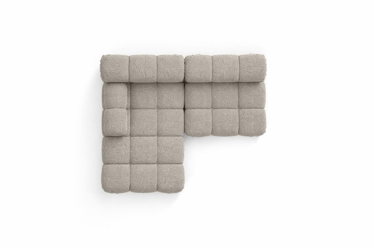 ECKSOFA L-Form Mini II Modular, Bouclé-Stoff Abriamo, Beige, Links, Selia - Beige, Holz (190/160cm) - Kaiser Möbel