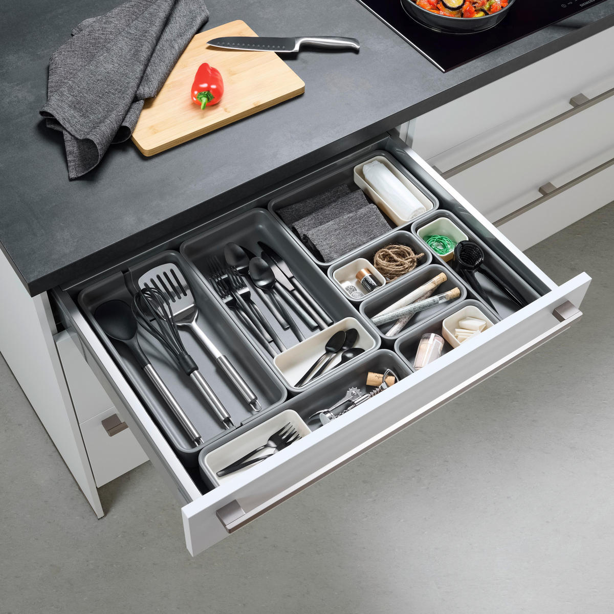 BESTECKEINSATZ Lis Grau - Grau, Kunststoff (9.6/4.8/38.1cm) - Mömax