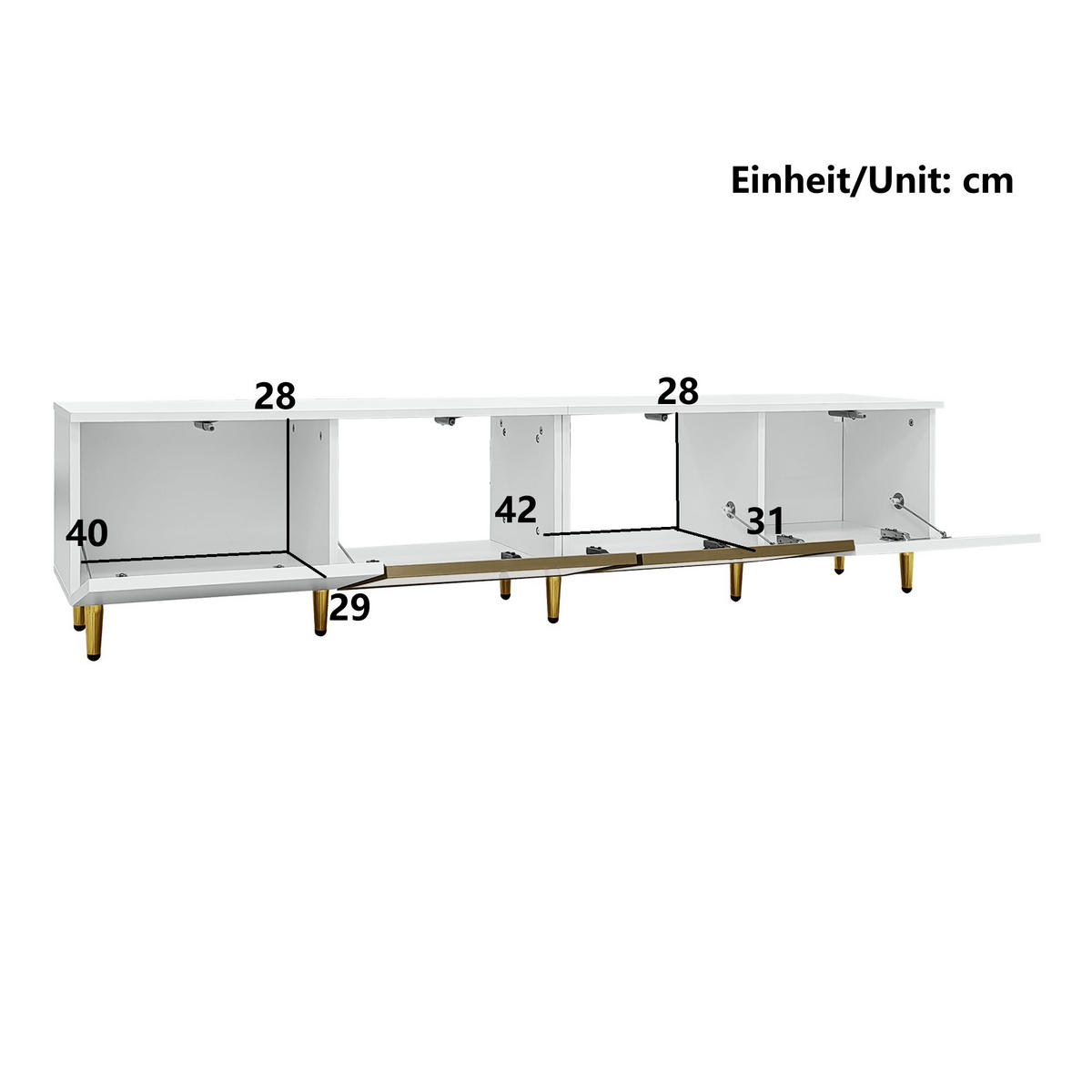 TV-ELEMENT Weiß 170/33/40 cm - Weiß, Glas/Holz (33/40/170cm) - Urban Meuble