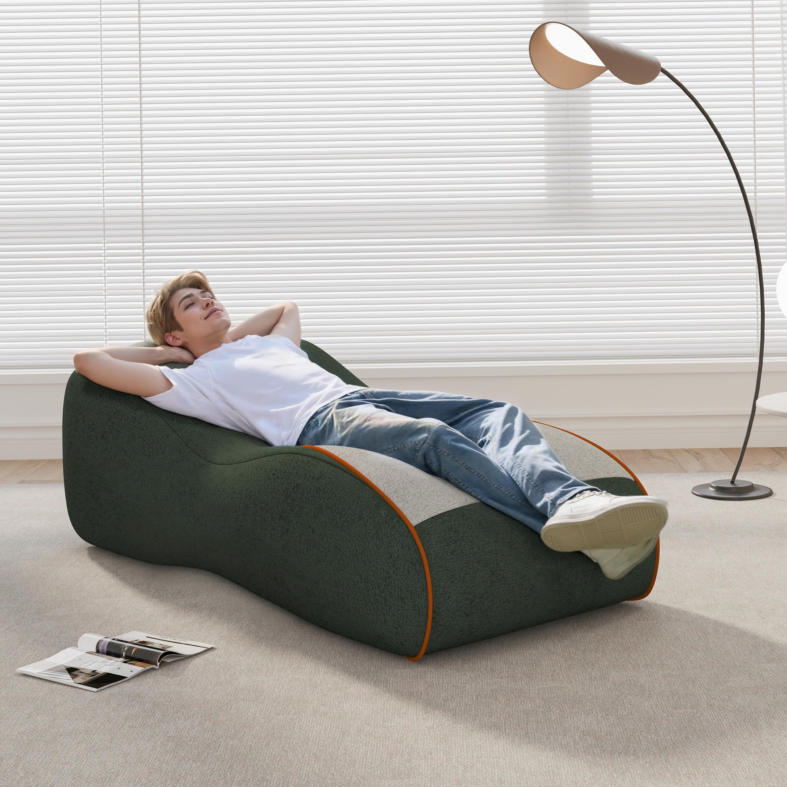 Thumbnail - Vercart Lounge, Grün, Textil, Freiform, 165x55x80 cm, Wohnzimmer, Sessel, Relaxliegen