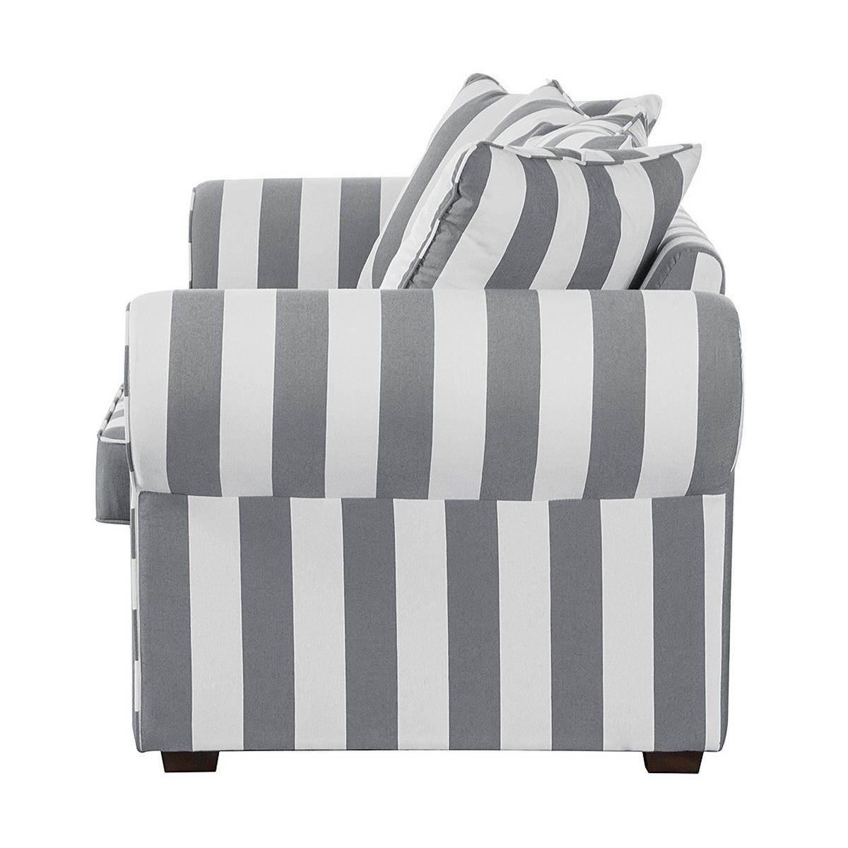 3-SITZER SOFA - Webstoff, Grau gestreift - Grau, Textil (217/88/88cm) - home24