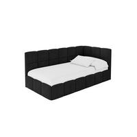 EINZELBETT Jugendbett mit Bettkasten Links, mit Matratze - LIVY 80x200 Schwarz - Schwarz, Holzwerkstoff/Textil (80/200cm) - ALTDECOR