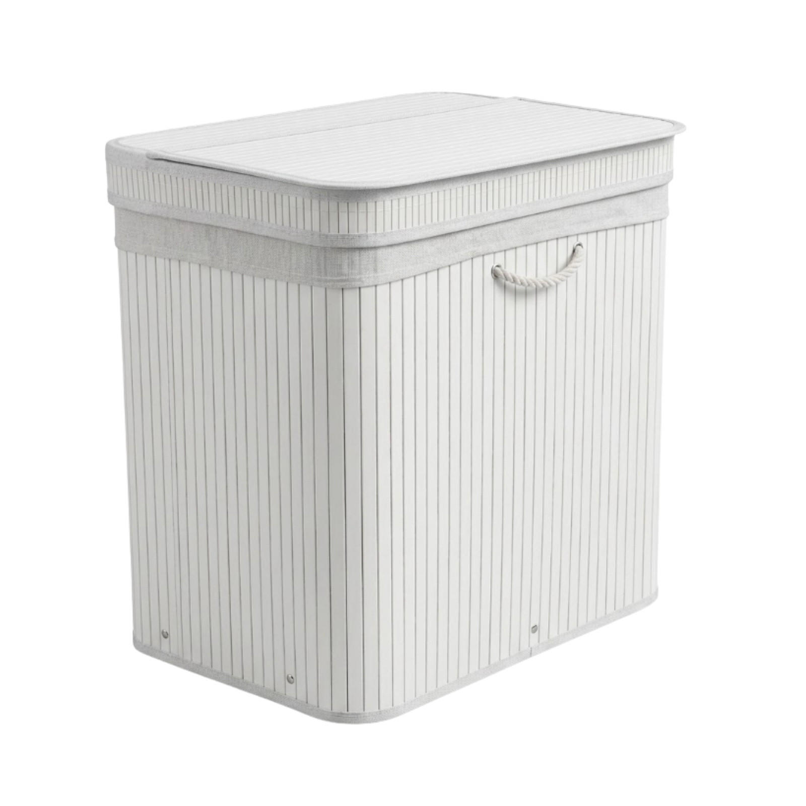 WÄSCHEKORB aus Bambus 63/43/60 cm - Weiß, Naturmaterialien (43/60/63cm) - NUXIO