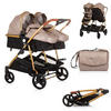 GESCHWISTERKINDERWAGEN Duo Smart beige/braun klappbar, umbaubar, verstellbar, Fußsack - Beige, Metall (80/75/104cm) - Chipolino