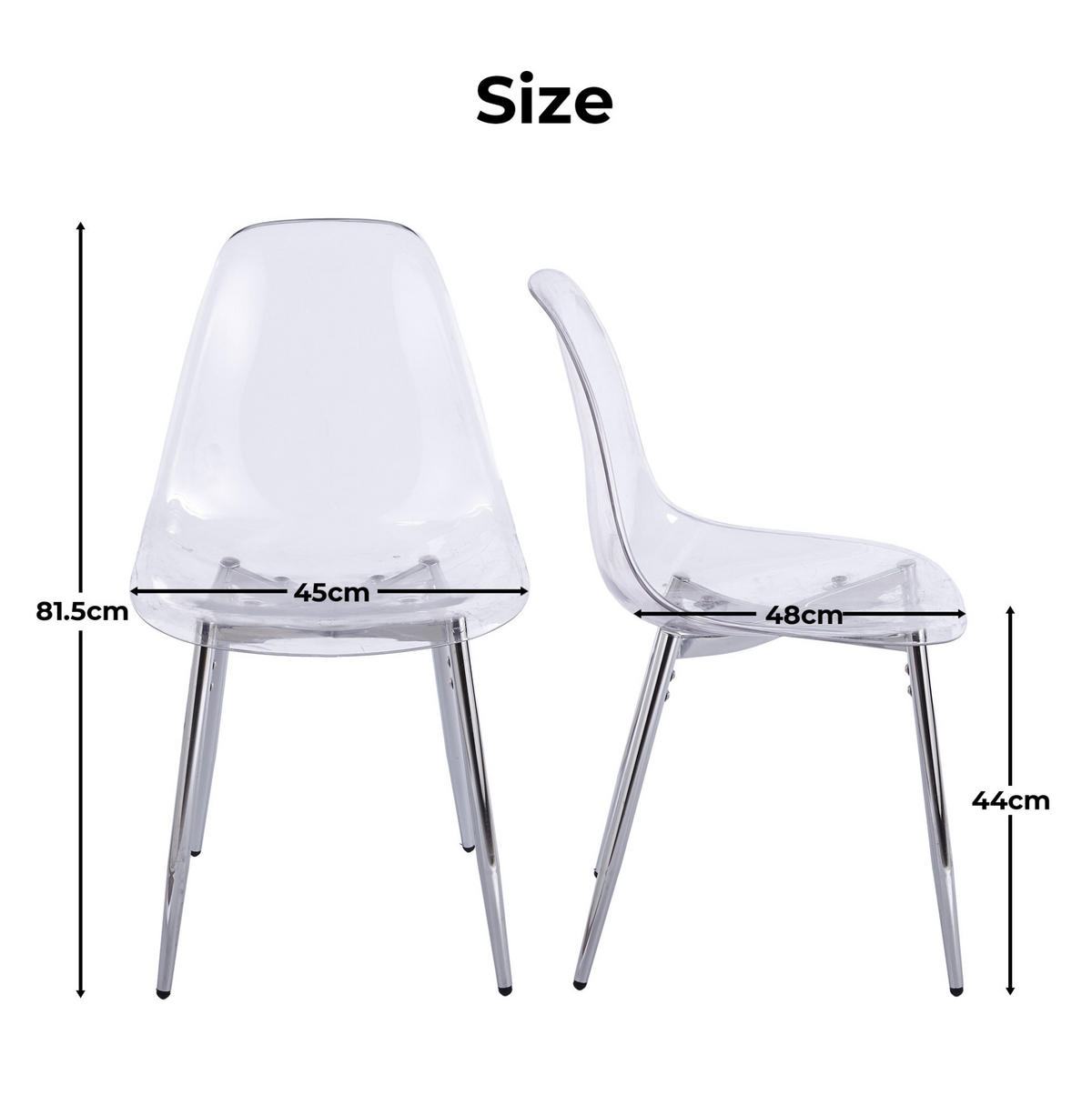 STUHL transparent Silber Metall - Silberfarben, Metall (47/81/45cm) - Meubliv