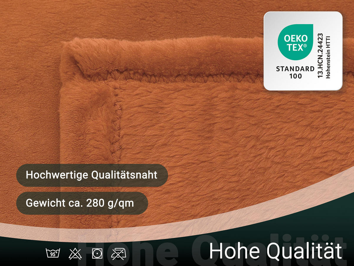 KUSCHELDECKE, 220x240 cm, 100% Polyester - Terracotta, Textil (220/240cm) - Zollner