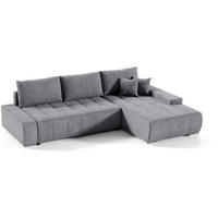 ECKSCHLAFSOFA Draco L Dunkelgrau - Dunkelgrau/Silberfarben, Textil/Metall (267/186cm) - Beautysofa