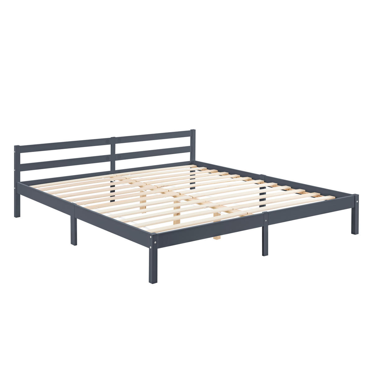 HOLZBETT Nakkila - Dunkelgrau, Holz (180/200cm) - [en.casa]
