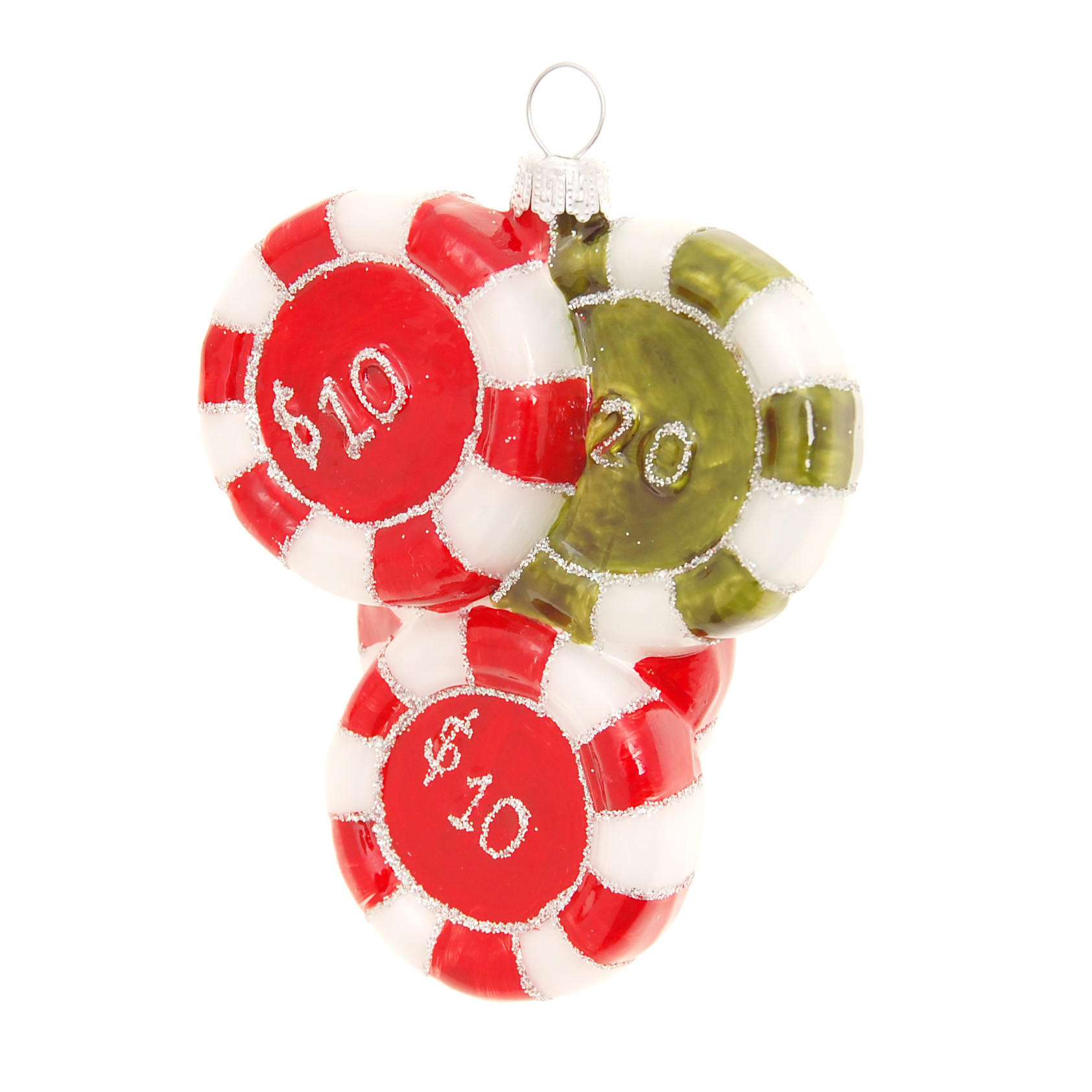 CHRISTBAUMSCHMUCK Jetons Rot 10cm (Glas / 1 Stk.) - Rot, Glas (8/10/3cm) - Krebs Glas Lauscha