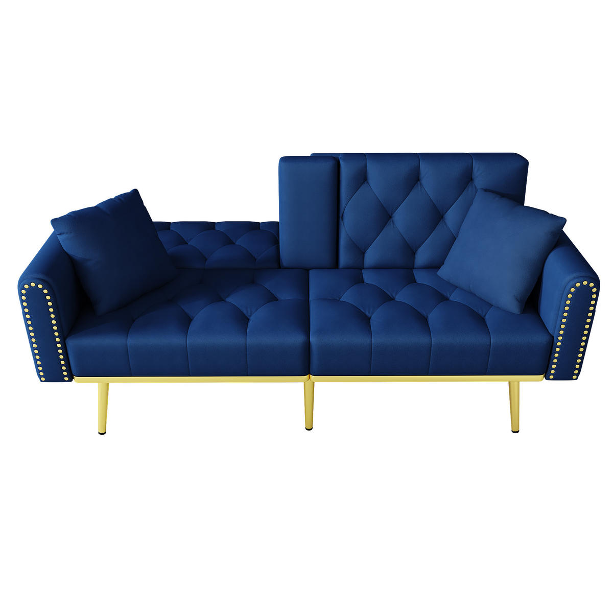 SCHLAFSOFA 175/80/73.5 cm Blau mit drei verstellbaren Neigungswinkeln und Getränkehalter - Blau, Textil (175/73.5/80cm) - Oxeza