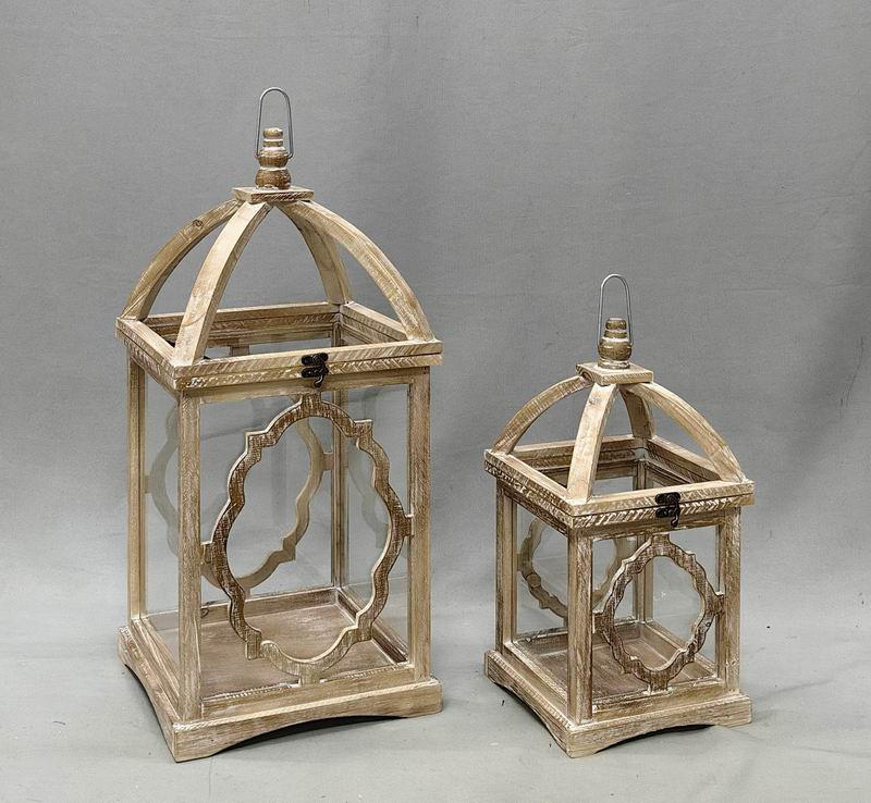 LATERNENSET LOKKE 2-tlg Natur 28/28/60,5cm 20,5/20,5/40,5cm Holz - Naturfarben, Holz (29.5/65.5/29.5cm) - Mondex