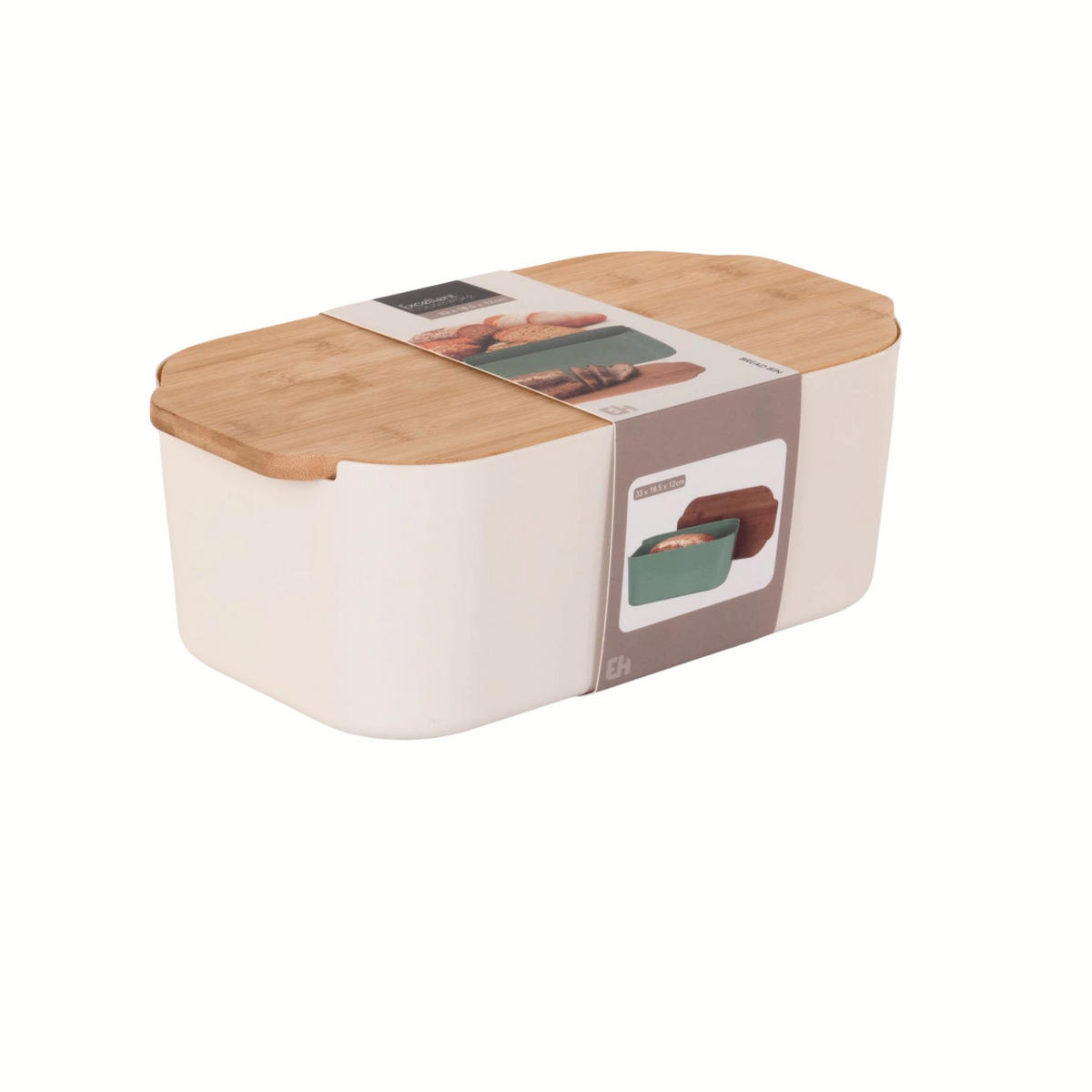 BROTKASTEN mit Bambusdeckel 33/18,5/12 cm - Weiß, Kunststoff (18.5/12/33cm) - Excellent Houseware