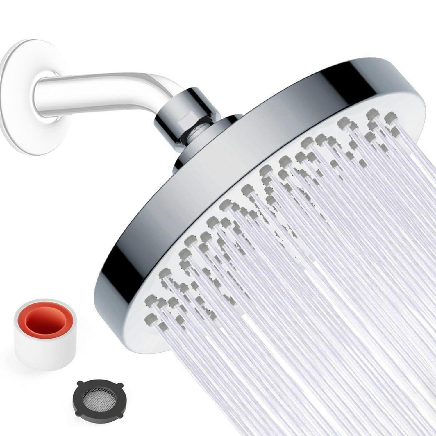 REGENDUSCHE Kopfbrause 6 Zoll Chrom Hochdruck mit Selbstreinigungsdüse - Silberfarben, Kunststoff (15.2/12.7/7cm)
