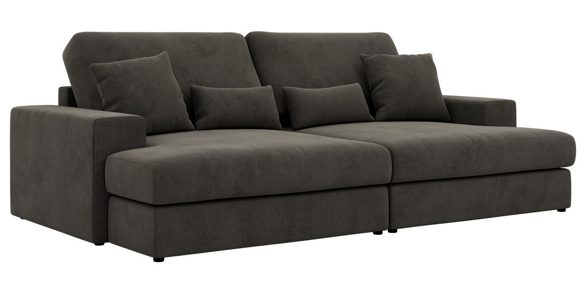 ŠTVORMIESTOVÁ POHOVKA ANERO - Tmavosivá Samet - čierna/tmavosivá, textil/plast (292/107/163cm) - MKS