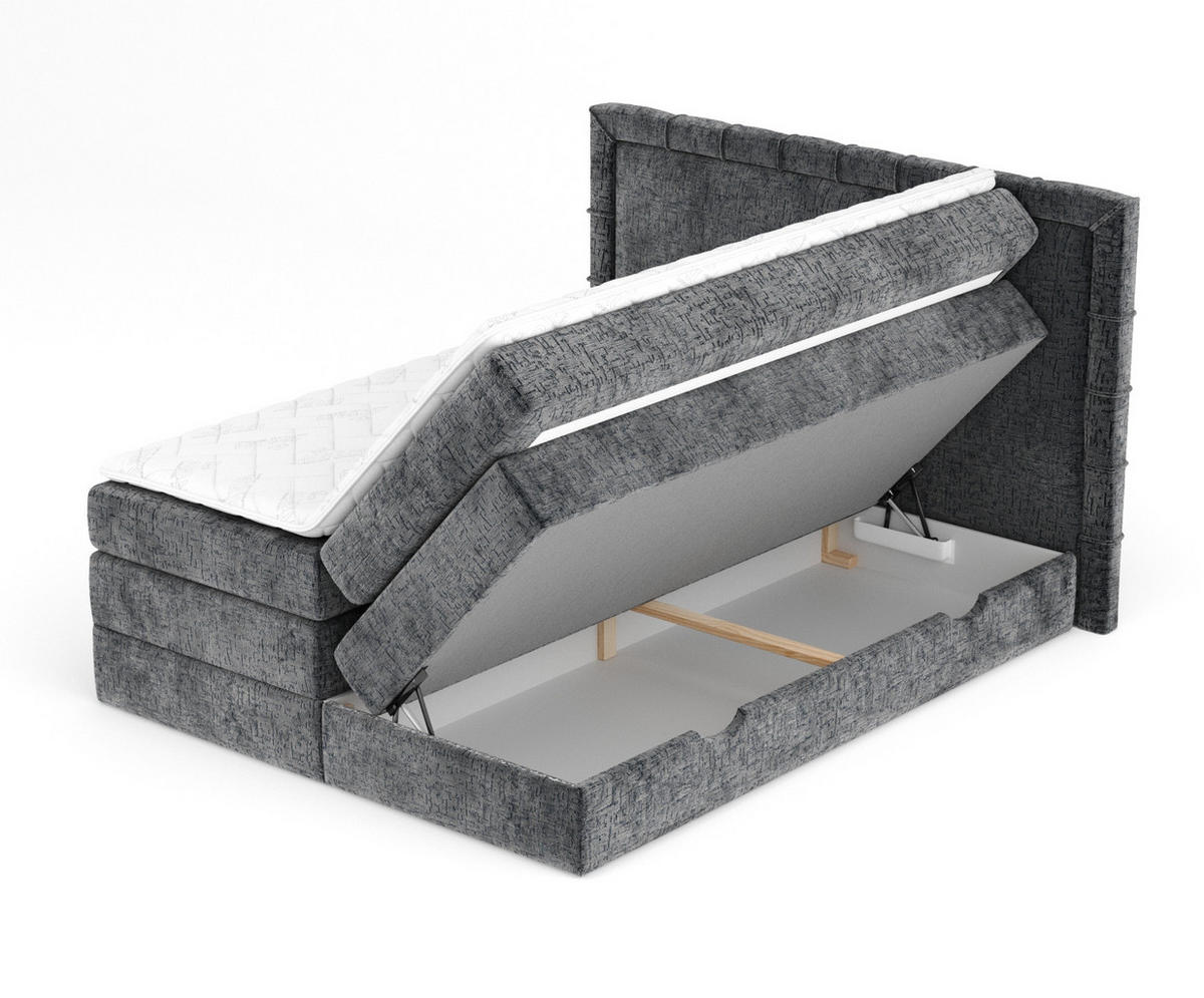 BOXSPRINGBETT Rosabel Anthrazit 180/200 cm mit Matratze und Topper - Anthrazit/Schwarz, Holz/Holzwerkstoff (180/200cm) - Maison de Reve