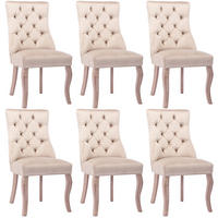 ESSZIMMERSTUHL 6er-Set mit hoher Rückenlehne 97 x 51 x 47 cm Samt Beige - Beige, Holz (51/97/51.1cm) - Meubliv