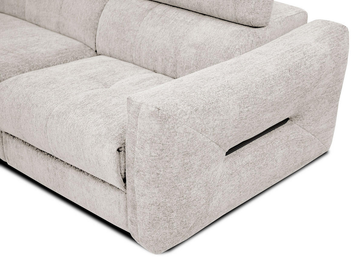 SOFA CALVERA 3-Sitzer mit 1 Relaxfunktion, weiß - Weiß, Holzwerkstoff/Textil (204/79/106cm) - Courtois Laville