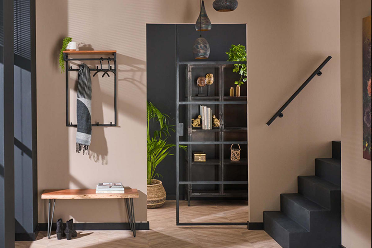 GARDEROBE ELIARA Schwarz Akazie - Schwarz, Metall (55/80/33cm) - KAWOLA