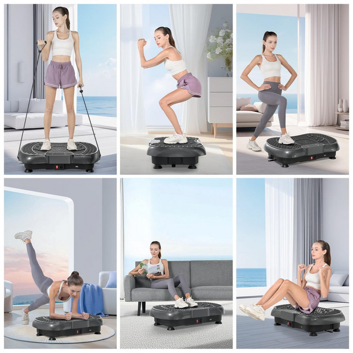 VIBRATIONSPLATTE für Zuhause – 99 Intensitätsstufen, Ganzkörpertraining, Muskelaufbau - Weiß, Kunststoff (43/19/59cm) - Kaket