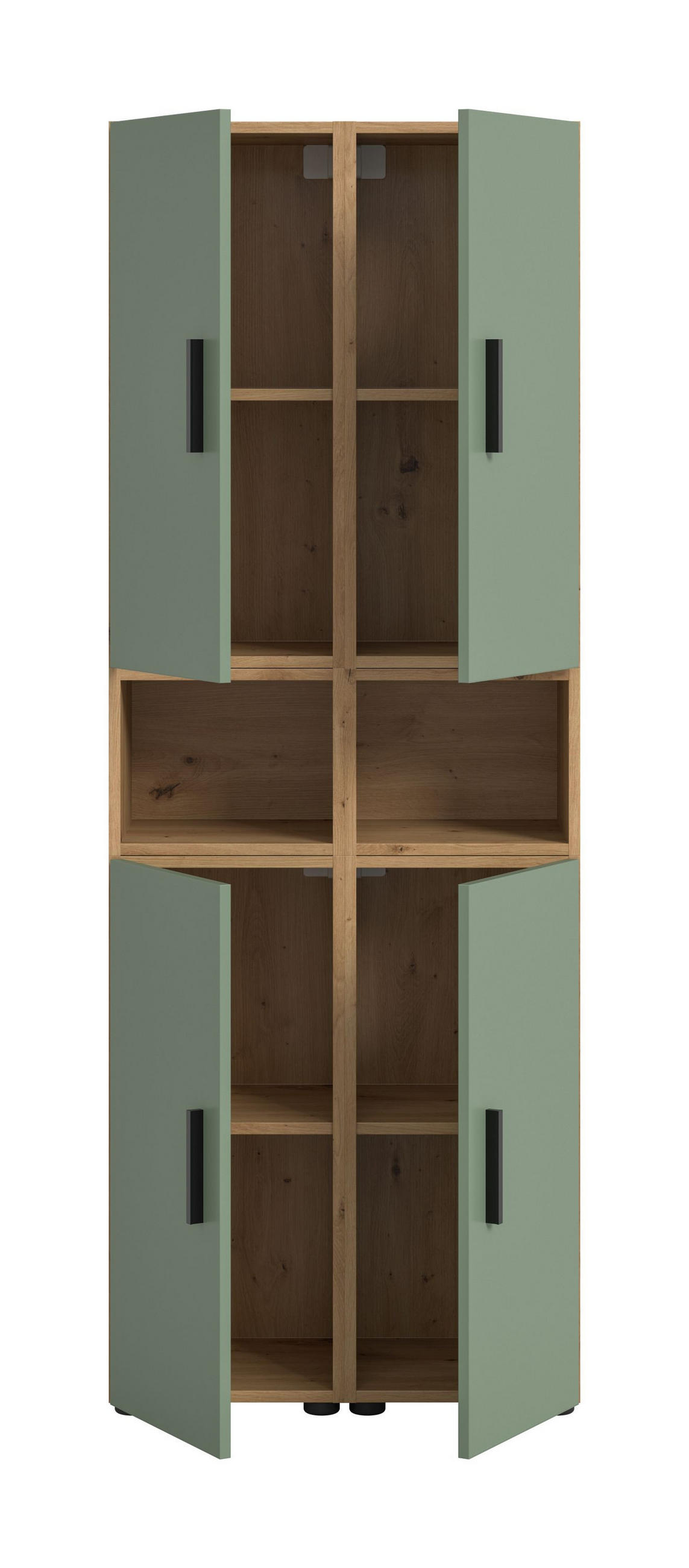 WOHNWAND The One Smoke Green 65/34/178 cm - Braun, Holzwerkstoff (65/178/34cm) - Xonox