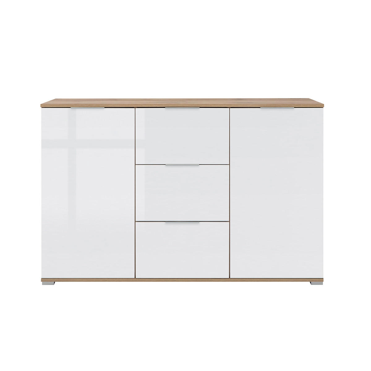 SIDEBOARD Selma Weiß und Holz - Weiß, Holzwerkstoff (135/86/41cm) - Petits-meubles