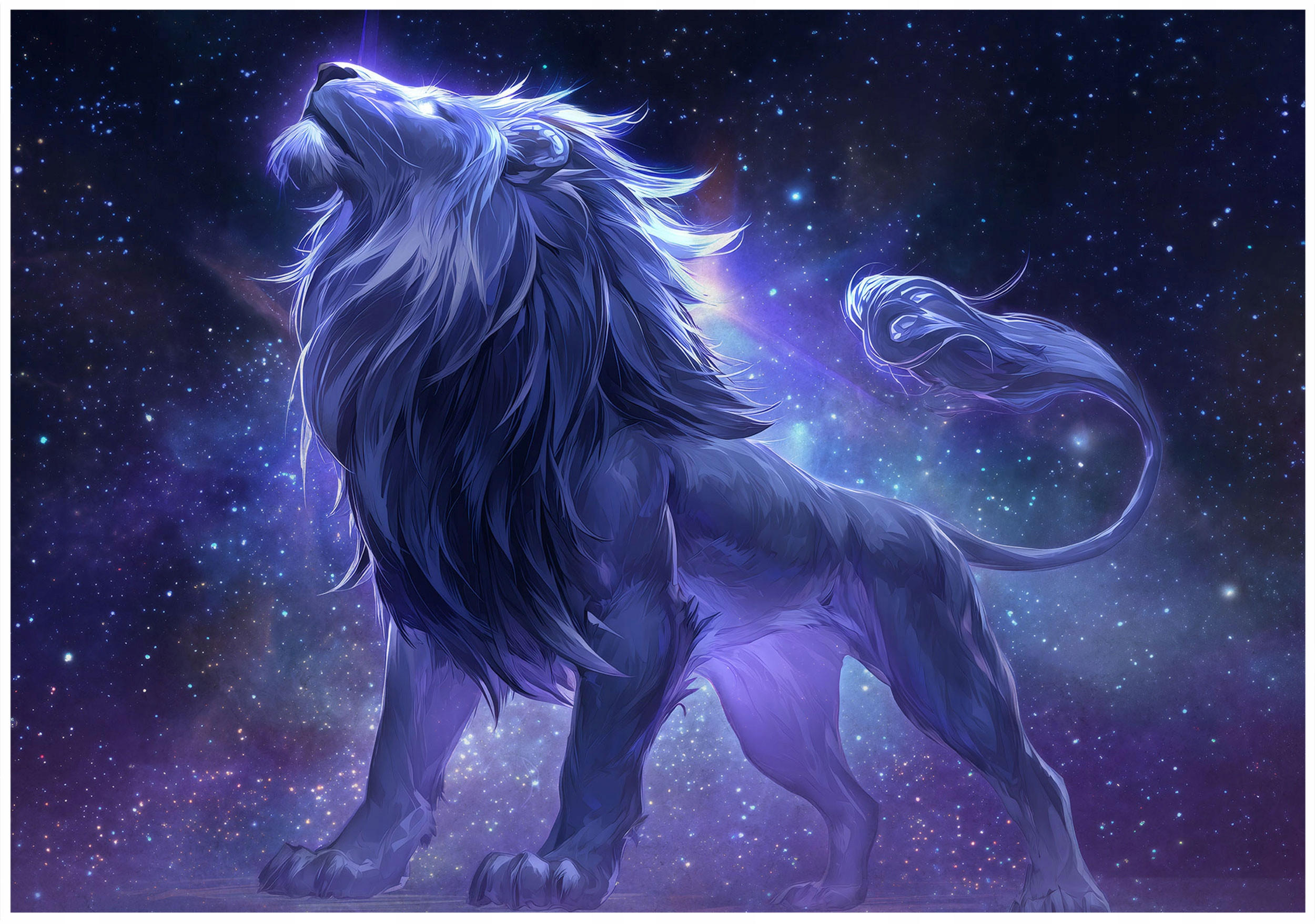 FOTOTAPETE Löwe Tiere Lila 150x105 cm - Multicolor, Papier (150/105cm) - Wallarena