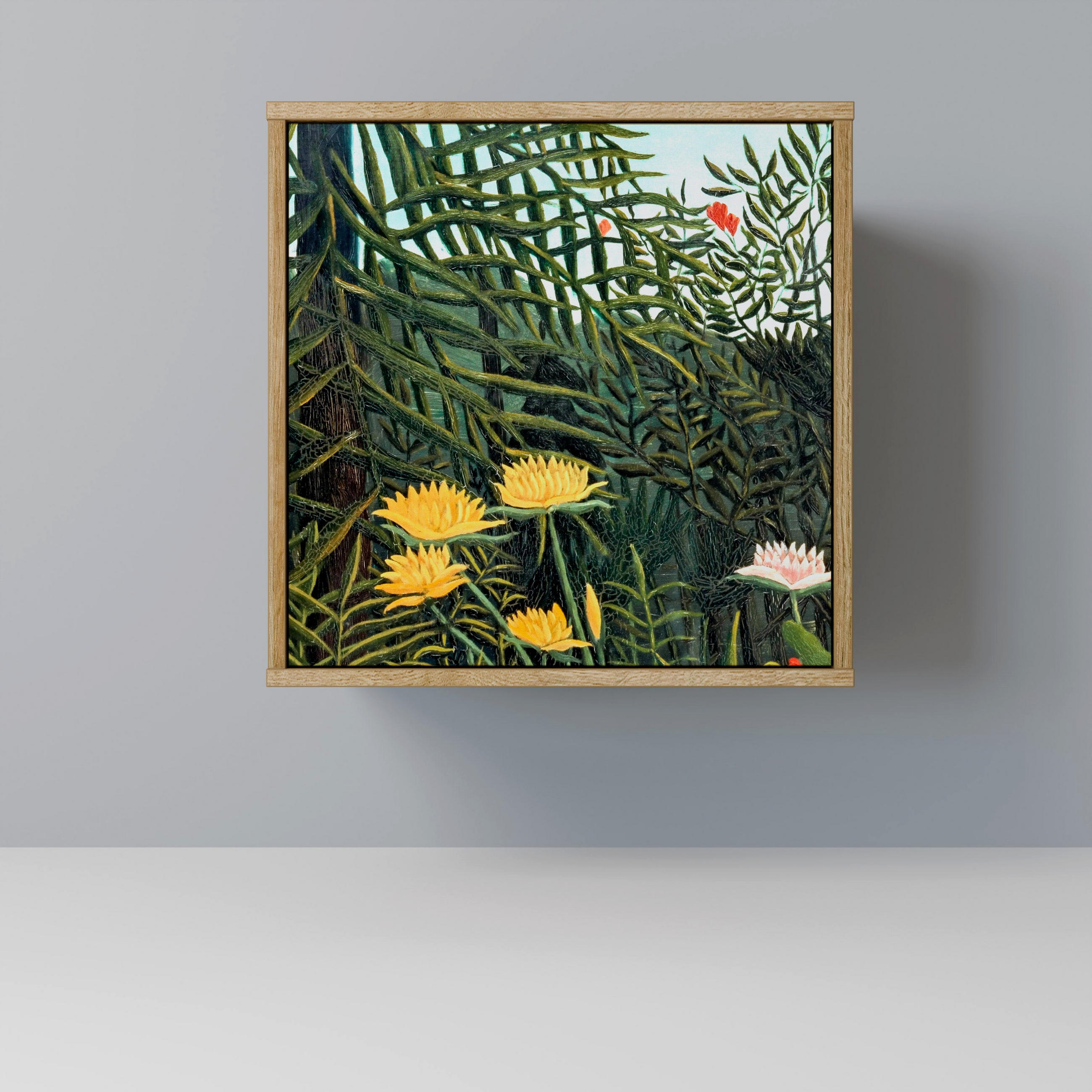SIDEBOARD VIRGIN FOREST WITH SUNSET, Eichefarben, 57,5x42x57,5 cm, Ohne Füße - Eichefarben/Multicolor, Holzwerkstoff (57.5/57.5/42cm) - SpaceRebels