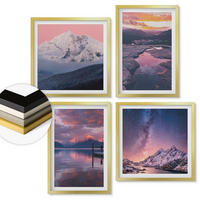 WANDBILDER 4er Set - 50x50 cm & 40x60 cm Goldrahmen - Berge, Wasser, wunderschöne Landschaften - Goldfarben, Kunststoff (50/50cm) - ArtPrintCave
