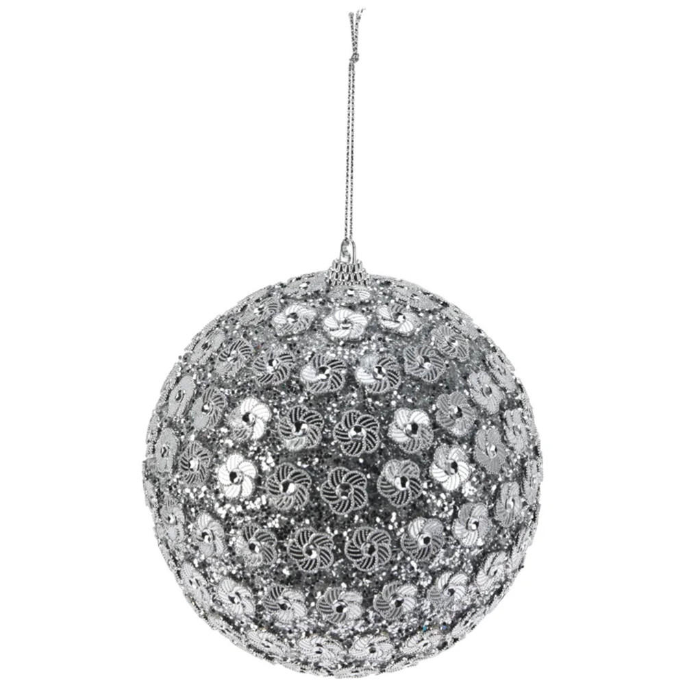 WEIHNACHTSKUGEL Cekin Silber 8/8/8 cm Kunstoff - Silberfarben, Kunststoff (8/8/8cm) - Mondex