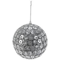 WEIHNACHTSKUGEL Cekin Silber 8/8/8 cm Kunstoff - Silberfarben, Kunststoff (8/8/8cm) - Mondex