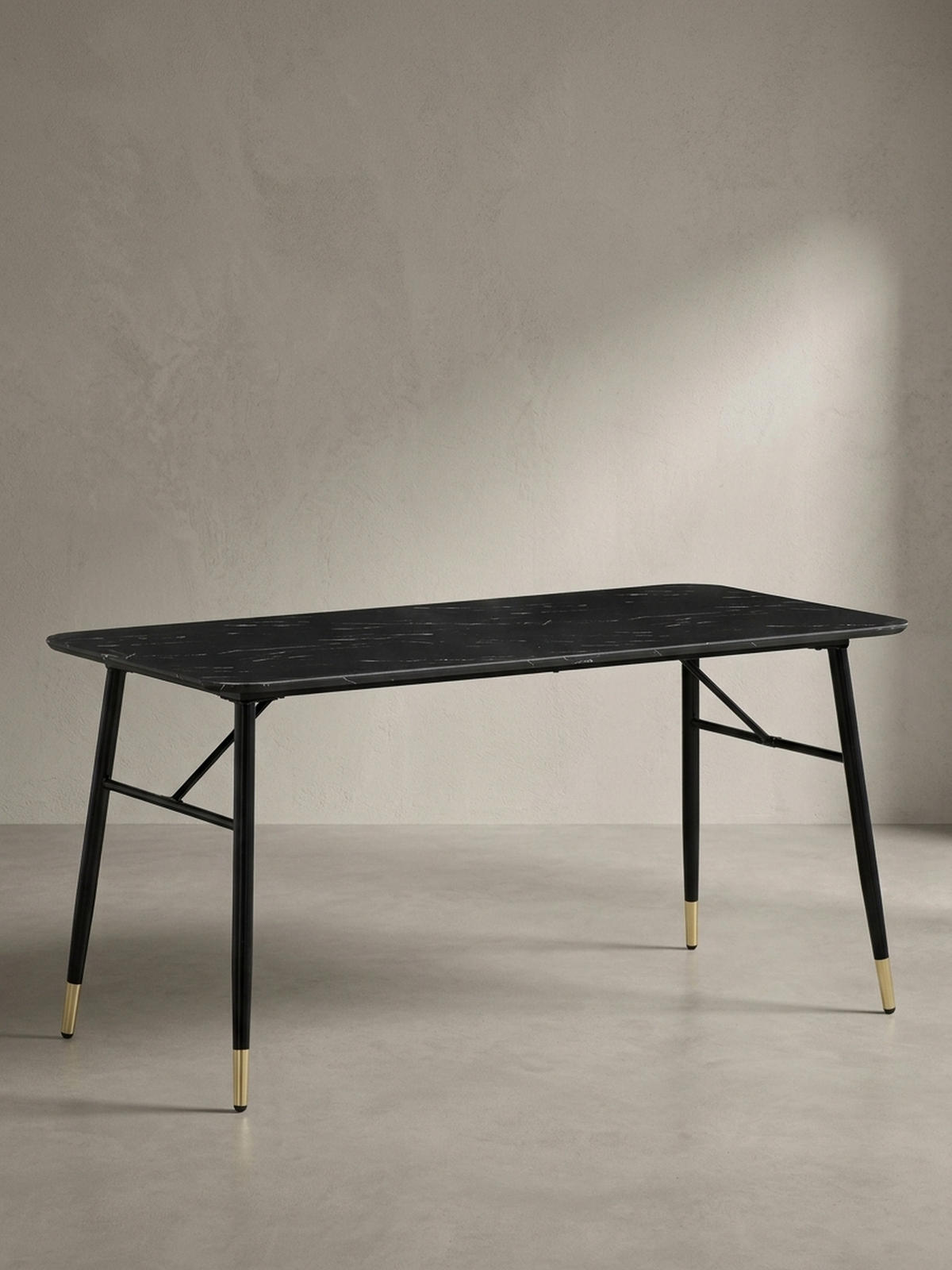 ESSTISCH Marmoroptik Metall Rechteckig Modern Klein, Schwarz 120x60x76 cm - Goldfarben/Schwarz, Holzwerkstoff/Metall (60/120/76cm) - KADIMA DESIGN
