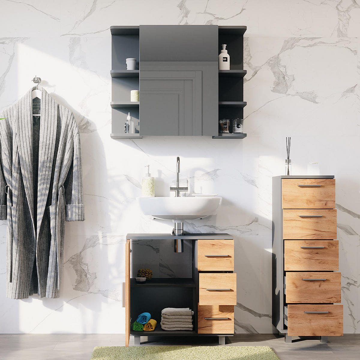 Honigeiche/Anthrazit, Holzwerkstoff (60.2/60.8/33cm) - Vicco