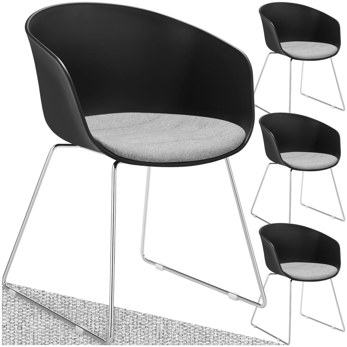 DREHSTUHL 4er Set Logart 59 5 x 56 x 80 5 cm schwarz/chrom - Schwarz, Textil (59.5/80.5/56cm) - tectake