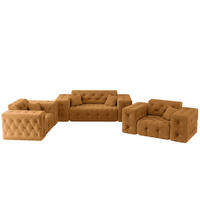 SOFASET Chantal In Moly - Orange, Holzwerkstoff/Textil (186/78/96cm) - Fun Möbel