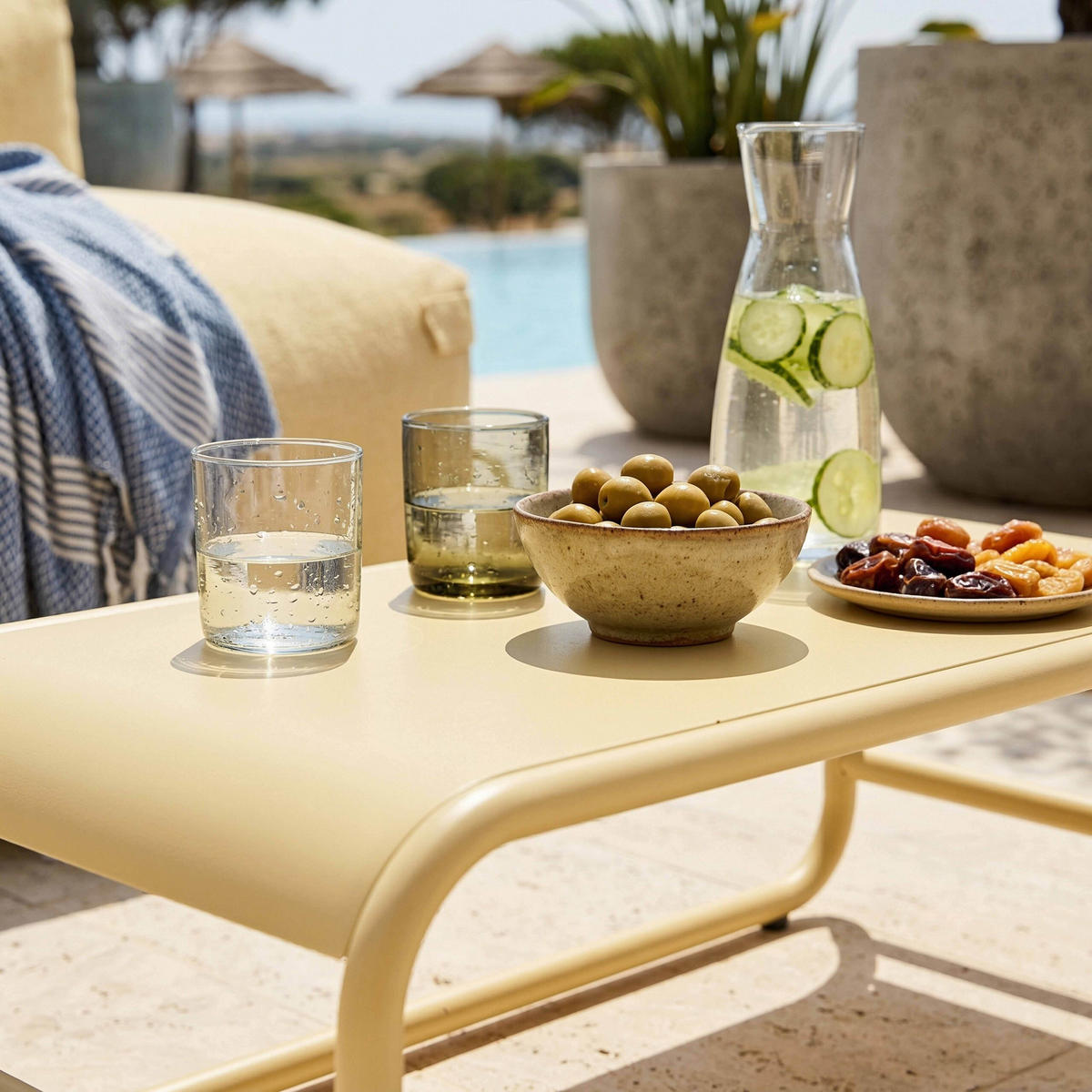 BEISTELLTISCH, hellgelb - Gelb, Metall (85/40/30cm) - Oviala