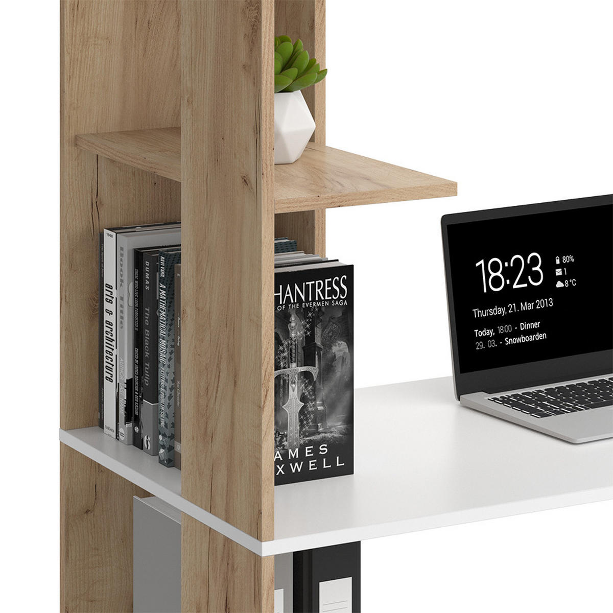 PSACÍ STŮL Tower Bílá/Sonoma - bílá/Sonoma dub, kompozitní dřevo (55.2/122.2/75.8cm) - Vicco