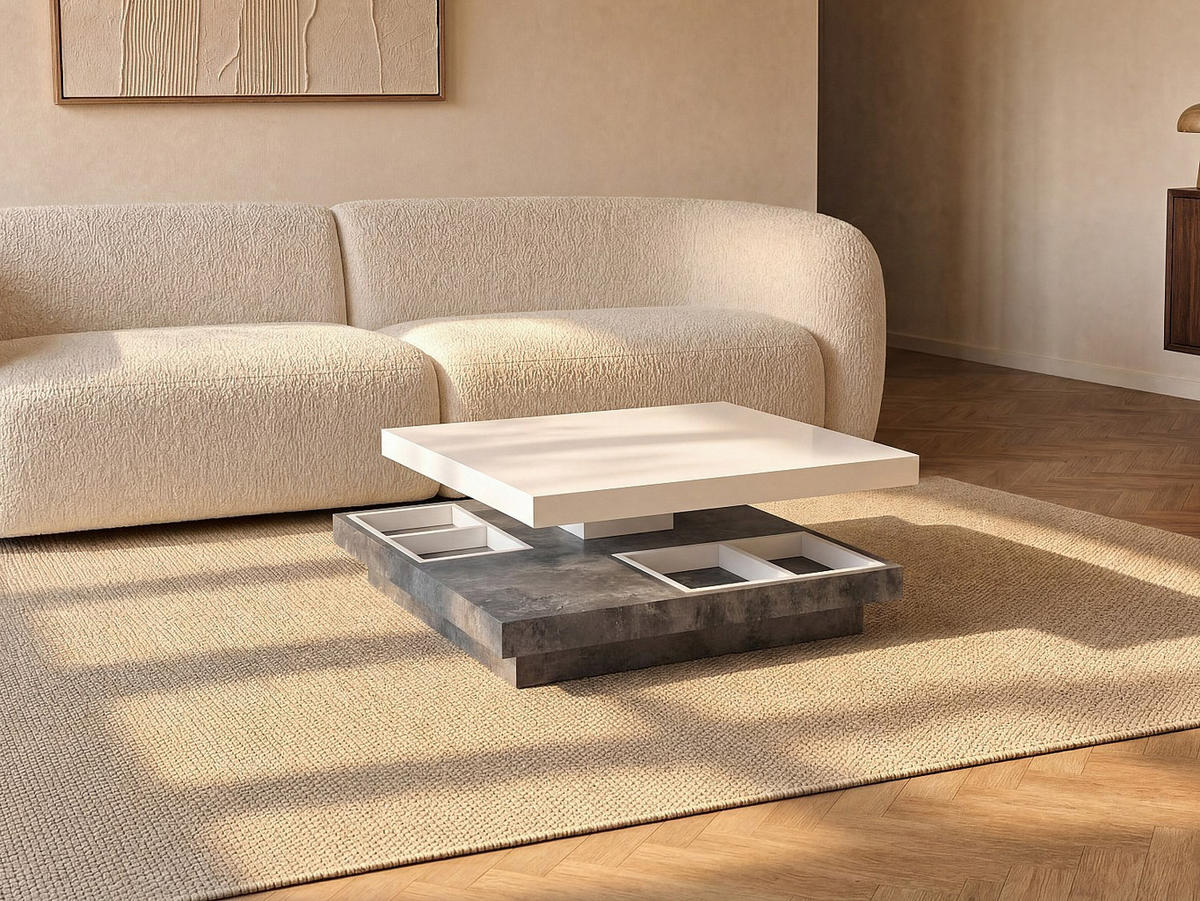 COUCHTISCH - 80 cm x 80 cm - holz - grau, weiß Fausto - Weiß/Grau, Holz (80/80/34cm) - Vente-Unique