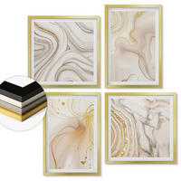WANDBILDER 4er Set - 50x50 cm & 40x60 cm Goldrahmen - Subtile abstrakte Muster - Goldfarben, Kunststoff (50/50cm) - ArtPrintCave